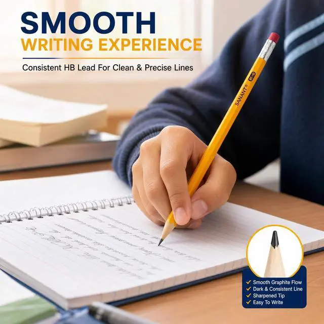 Alt view image 2 of 6 - Wood-Cased #2 HB Yellow Pre-Sharpened Pencils with Top Erasers 600 Pack | Pre-Sharpened, HB Lead, Drawing and Sketching, Bulk Yellow Pencils for Classroom School Teacher Supplies, Back to School