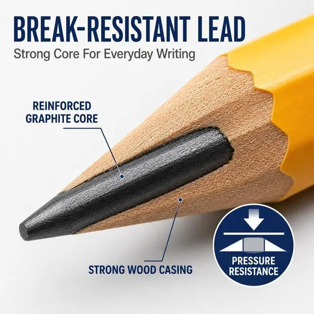 Alt view image 4 of 6 - Wood-Cased #2 HB Yellow Pre-Sharpened Pencils with Top Erasers 600 Pack | Pre-Sharpened, HB Lead, Drawing and Sketching, Bulk Yellow Pencils for Classroom School Teacher Supplies, Back to School