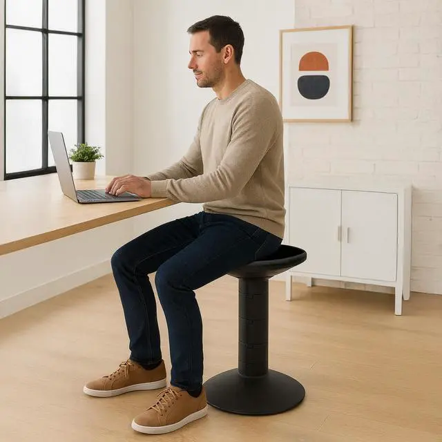Alt view image 2 of 6 - Active Tilt Stool Ergonomic Seating for Flexible Office Space and Standing Desks, Adjustable 12-24 Inch Height, Black (00320A01C)