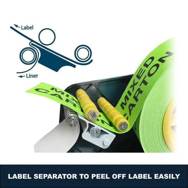 Alt view image 3 of 6 - MDJ by Excell Manual Label Sticker Dispenser with 4 Suction Cups Base for Tabletop, Adjustable holder for multiple rolls for Office, Home, School, Warehouse, Easy Peel Off, Fits up to 6.5" Wide Labels