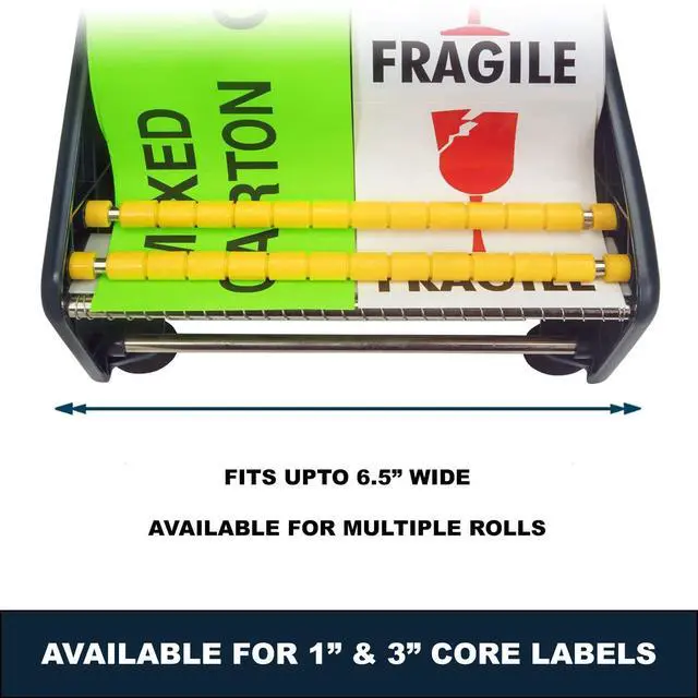 Alt view image 4 of 6 - MDJ by Excell Manual Label Sticker Dispenser with 4 Suction Cups Base for Tabletop, Adjustable holder for multiple rolls for Office, Home, School, Warehouse, Easy Peel Off, Fits up to 6.5" Wide Labels