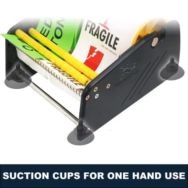 Alt view image 5 of 6 - MDJ by Excell Manual Label Sticker Dispenser with 4 Suction Cups Base for Tabletop, Adjustable holder for multiple rolls for Office, Home, School, Warehouse, Easy Peel Off, Fits up to 6.5" Wide Labels