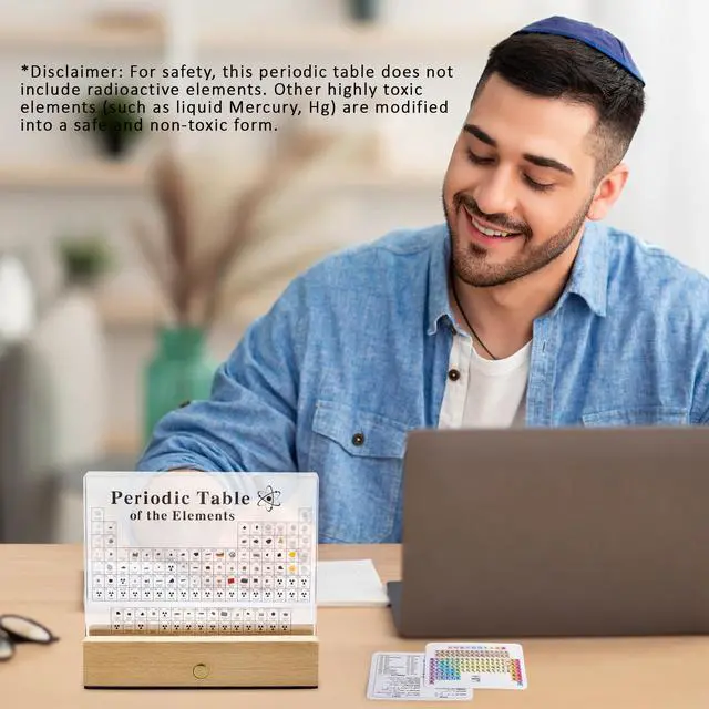 Alt view image 5 of 6 - Large Periodic Table Of Elements with 83 Real Elements, Acrylic Periodic Table Display With Wooden Stand, 6x Chemistry Formula Reference Cards, Science Teacher Gift Classroom (Large (8.0 x 6.5 in))