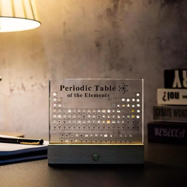 Alt view image 6 of 6 - Large Periodic Table Of Elements with 83 Real Elements, Acrylic Periodic Table Display With Wooden Stand, 6x Chemistry Formula Reference Cards, Science Teacher Gift Classroom (Large (8.0 x 6.5 in))