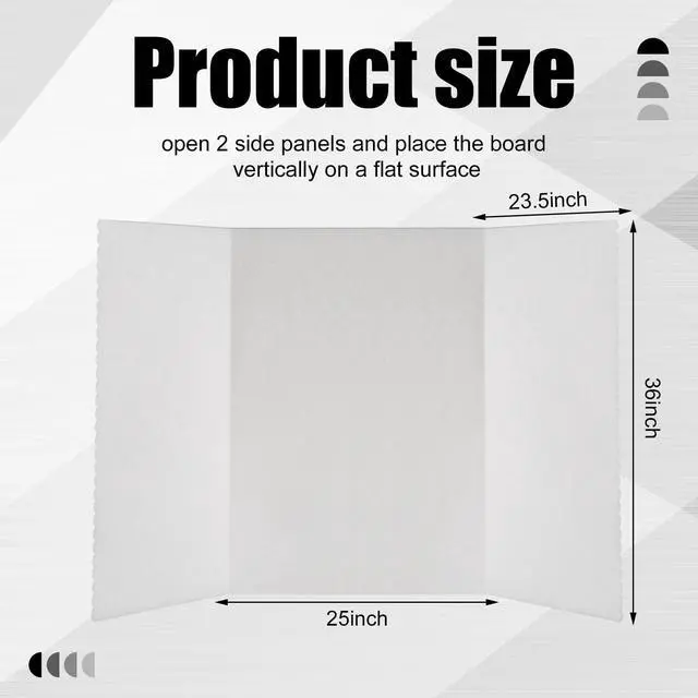 Alt view image 2 of 6 - Trifold Poster Board with Storage Bag, Hook and Loop Fabric, Foldable 3 Panel Presentation Board for Science Fair and Exhibitions(White,72 x 36 Inch)