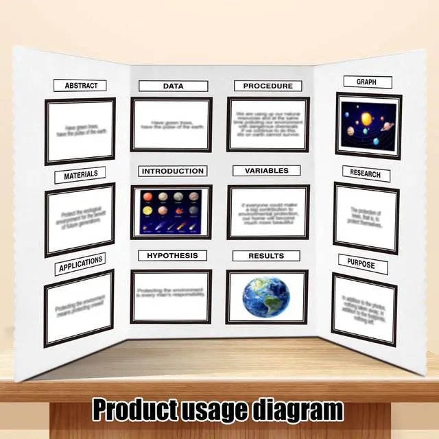 Alt view image 5 of 6 - Trifold Poster Board with Storage Bag, Hook and Loop Fabric, Foldable 3 Panel Presentation Board for Science Fair and Exhibitions(White,72 x 36 Inch)