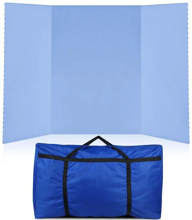 Main image of Trifold Poster Board with Storage Bag, Hook and Loop Fabric, Foldable 3 Panel Presentation Board for Science Fair and Exhibitions(Blue,72 x 36 Inch)