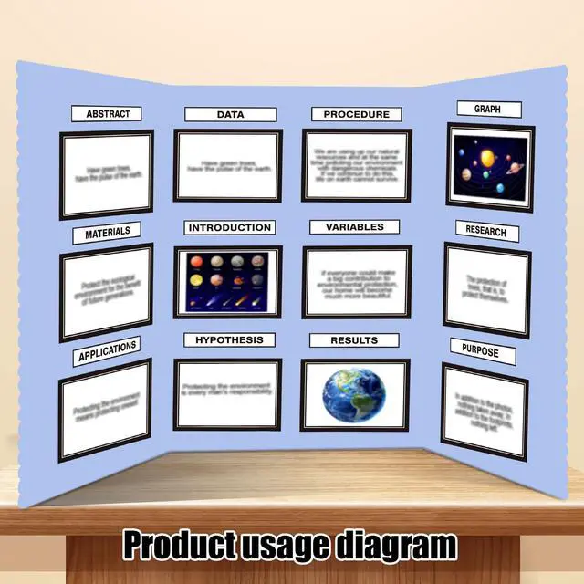 Alt view image 5 of 6 - Trifold Poster Board with Storage Bag, Hook and Loop Fabric, Foldable 3 Panel Presentation Board for Science Fair and Exhibitions(Blue,72 x 36 Inch)