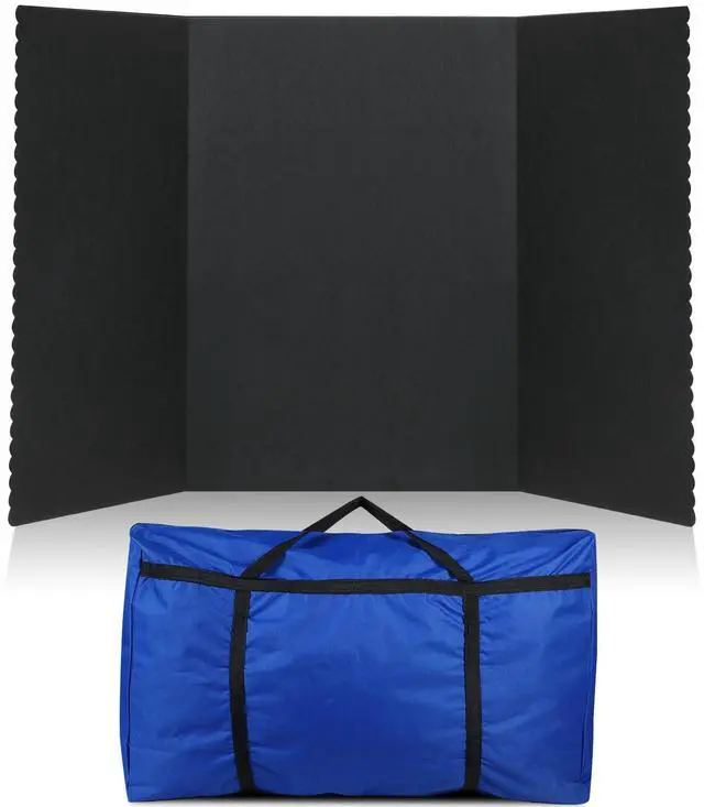 Main image of Trifold Poster Board with Storage Bag, Hook and Loop Fabric, Foldable 3 Panel Presentation Board for Science Fair and Exhibitions(Black,72 x 36 Inch)