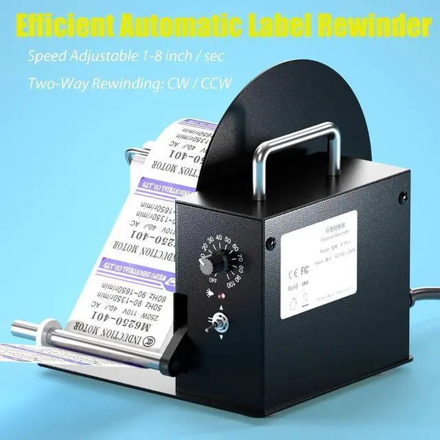 Alt view image 2 of 6 - Automatic Label Rewinder, Auto-Sync Thermal Label Rewinder, 2-Way Label Rewinding Machine for Ø1.6/3.0" Cores, Supports No Core Rewinding, Max. Ø7.1 Label Roll (R3 Pro)