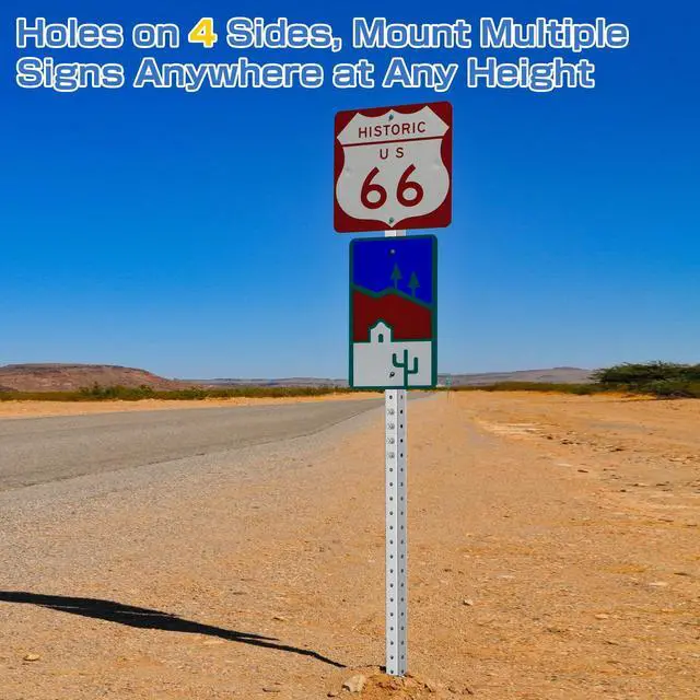 Alt view image 5 of 6 - 2" x 2" Square Sign Post 8 ft, Square Tubing with 7/16" Pre-Drilled Holes, Heavy Duty Galvanized Steel Tube, Perforated Metal Post for Real Estate, Parking, Street and Outdoor Signs