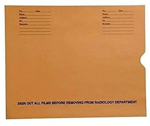 Main image of Negative Preserver Envelope | 10-½ x 12-½ | Box of 500 | Made in the USA | Heavy Duty Preprinted X-Ray Jacket | Offset Thumb Cut | Ideal for Radiology Departments and Medical Offices