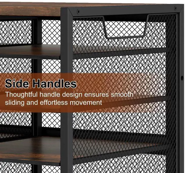 Alt view image 4 of 6 - 12 Compartments Desktop Literature Organizer, Metal Frame Paper Sorter with Handles, Adjustable Mailbox for Classroom and Office, Desk File Organizer for Document, Bill, Magazine, Antique Brown