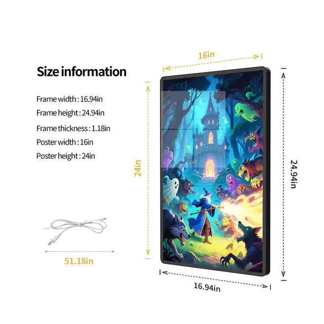 Alt view image 5 of 6 - LED Light Box Frame | 16x24 Cinema Light Box for Posters & Wall Art | Lighted Digital Signage Display & Advertising Sign