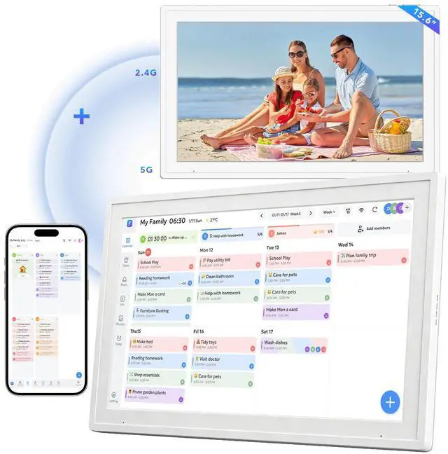 Main image of Digital Calendar 15.6 inch Wall Planner Electronic Calendars & Chore Chart, Smart Touchscreen Display for Family Office Schedule & Routine, Meal Planning, No Subscription, Wall & Desk Mountable Gifts