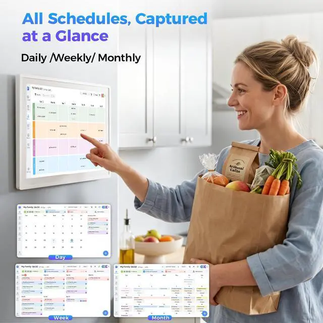 Alt view image 4 of 6 - Digital Calendar 15.6 inch Wall Planner Electronic Calendars & Chore Chart, Smart Touchscreen Display for Family Office Schedule & Routine, Meal Planning, No Subscription, Wall & Desk Mountable Gifts