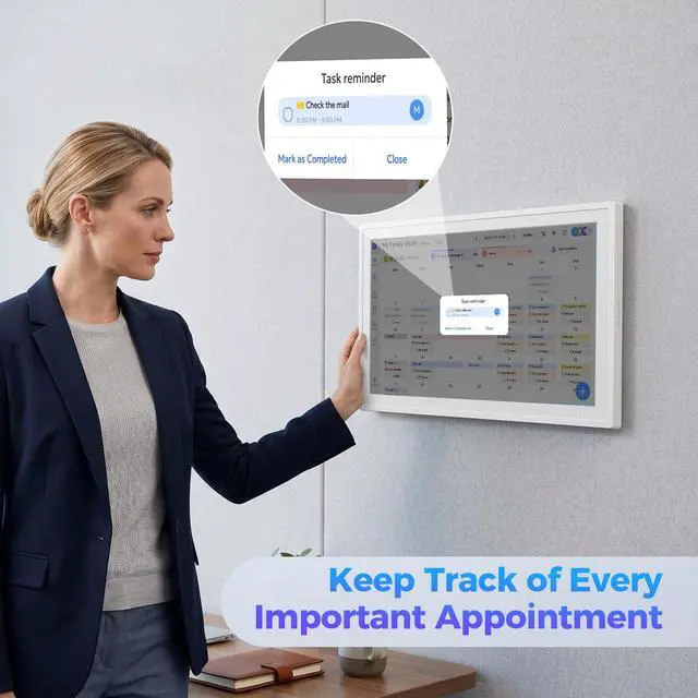 Alt view image 6 of 6 - Digital Calendar 15.6 inch Wall Planner Electronic Calendars & Chore Chart, Smart Touchscreen Display for Family Office Schedule & Routine, Meal Planning, No Subscription, Wall & Desk Mountable Gifts