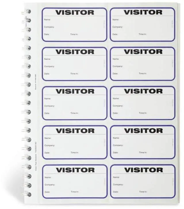 Main image of Visitor Log Book, Spiral-Bound Visitor Badges, Guest Register Book, Carbon Copy - 150 Badges