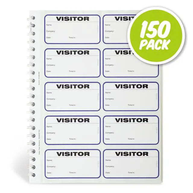 Alt view image 4 of 6 - Visitor Log Book, Spiral-Bound Visitor Badges, Guest Register Book, Carbon Copy - 150 Badges