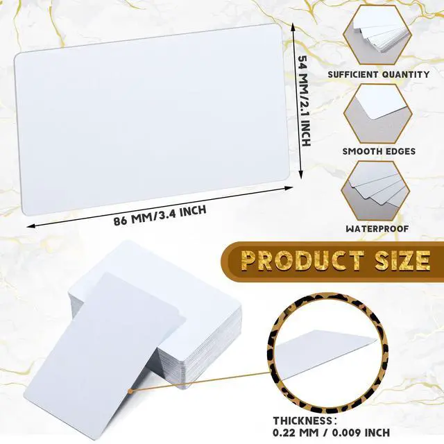 Alt view image 2 of 6 - 1000 Pcs White Sublimation Business Card Blanks Double Sides Aluminum Sublimation Name Cards Blanks for Office Business DIY Printing Engrave Photo ID Badge Gifts