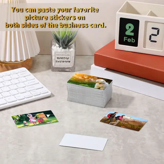 Alt view image 5 of 6 - 1000 Pcs White Sublimation Business Card Blanks Double Sides Aluminum Sublimation Name Cards Blanks for Office Business DIY Printing Engrave Photo ID Badge Gifts