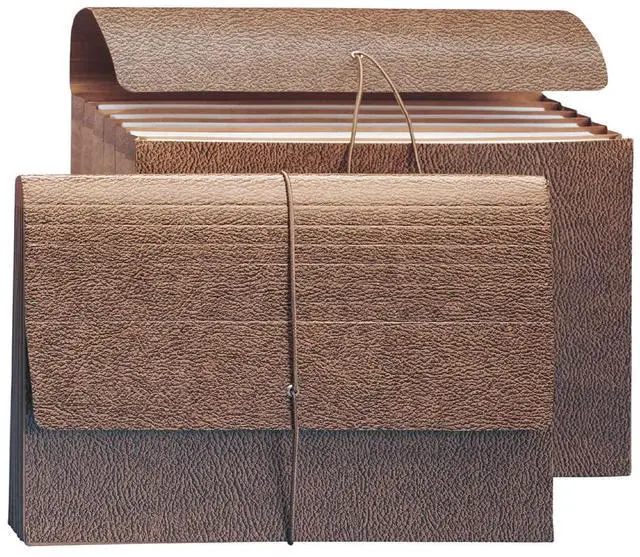 Main image of Partition Expanding File Wallet, Flap and Cord Closure, 6 Pockets, 5-1/4" Expansion, Legal Size, Redrope, 10 per Box (72475)