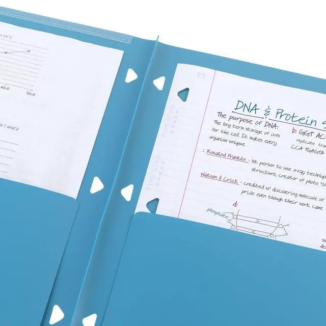 Alt view image 3 of 6 - Pocket Folder + Study App, 2 Pocket Folder, Customizable Cover, Fits 3 Ring Binder, White, Amethyst Purple, Harvest Yellow, Tidewater Blue (330092B-ECM) (Pack of 24)