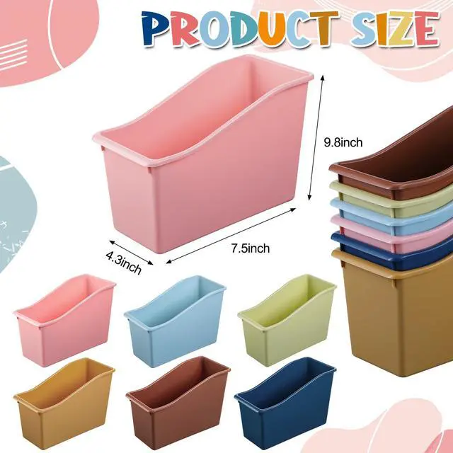Alt view image 2 of 6 - 24 Pack Boho Neutral Book Bins for Classroom Decor Bulk Plastic Bins with Name Labels Assorted Color Organization Book Bin Baskets Teacher Storage Boxes for Classroom Office