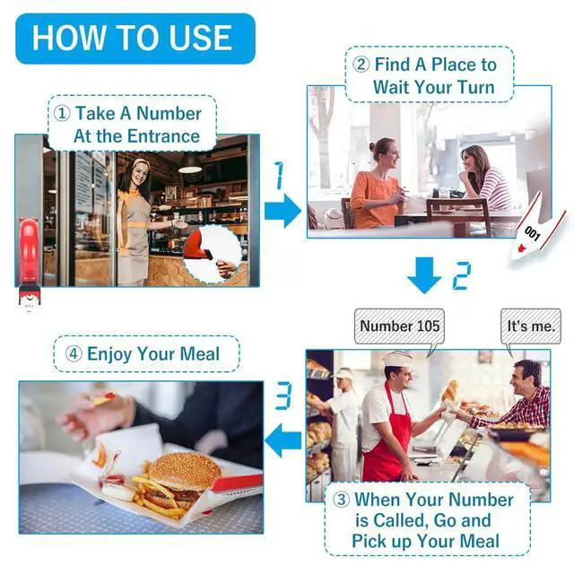 Alt view image 3 of 6 - 3-Digit Turn Ticket Dispenser (Red) with Stand, Sign and Ticket Roll for Waiting Line Queue Number Machine for Pickup/Order/Deli Counter, Service Window & Reception Desk