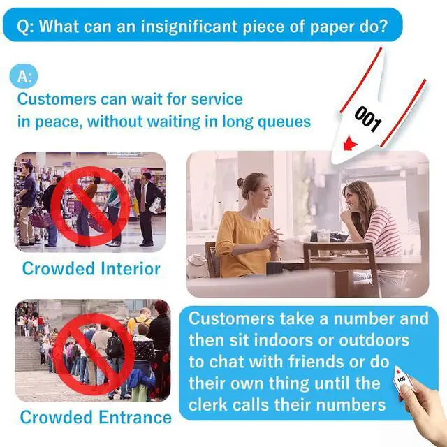 Alt view image 6 of 6 - 3-Digit Turn Ticket Dispenser (Red) with Stand, Sign and Ticket Roll for Waiting Line Queue Number Machine for Pickup/Order/Deli Counter, Service Window & Reception Desk