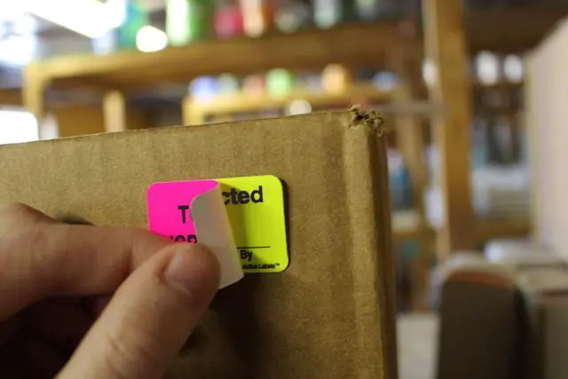 Alt view image 4 of 6 - 1 x 1.50 Inch Fluorescent Pink and Yellow Double Layer Quality Control Label, Imprinted: to Be Inspected, Inspected, 250 per Dispenser Box (Pack of 3)