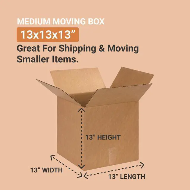 Alt view image 2 of 6 - 131313 Cube Corrugated Cardboard Box 13" L x 13" W x 13" H, Kraft, For Shipping, Packing and Moving (Pack of 25)