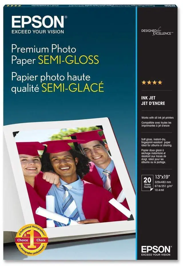Main image of Premium Photo Paper Semi-Gloss, 13 x 19 Inches, 20 Sheets (S041327)