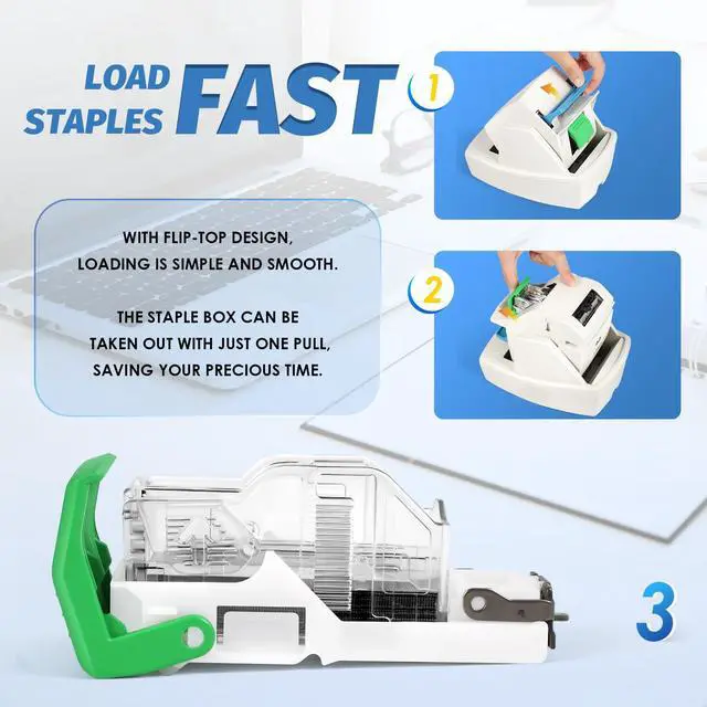 Alt view image 5 of 6 - Electric Stapler, Heavy Duty 70 Sheets Automatic Stapler, Jam-Free, Flat-Clinch & Quiet for Home and Office, with 5500 Staples