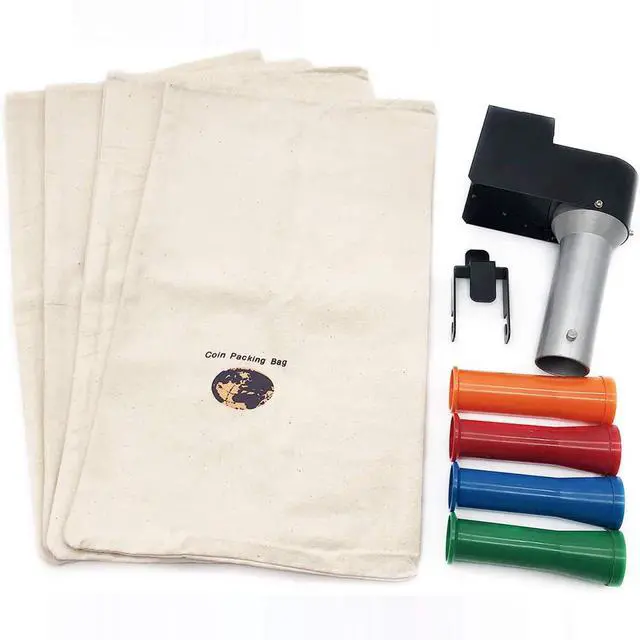 Alt view image 4 of 5 - Ribao Coin Tube Connector, 4 Coin Tubes and Coin Bags Set for Coin Counter and Coin Sorting Machines CS10S/CS-2000/HCS-3300/HCS-3500AH