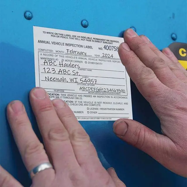 Alt view image 3 of 6 - J. J. Keller 50-Pack, Record of Annual Inspection Form with Inspection Label & Prenumbered Vinyl Adhesive Label 2-Ply, 2-Ply Carbonless Form, DOT Compliant