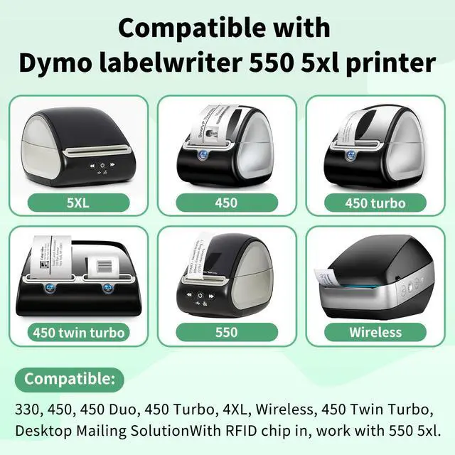 Alt view image 3 of 6 - 12 Rolls Compatible with Dymo Labelwriter 550 Label 30336 (1" x 2-1/8") | 500/ Roll, 25 x 54mm, Work with Label Writer 550, 5XL, 450 Desktop Printers, Chip included, Multipurpose Barcode Labels