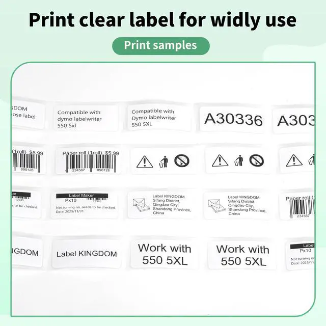 Alt view image 5 of 6 - 12 Rolls Compatible with Dymo Labelwriter 550 Label 30336 (1" x 2-1/8") | 500/ Roll, 25 x 54mm, Work with Label Writer 550, 5XL, 450 Desktop Printers, Chip included, Multipurpose Barcode Labels