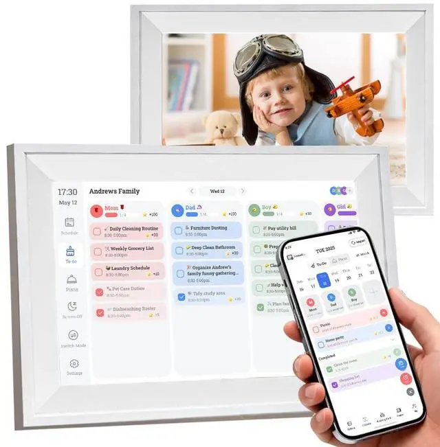 Main image of 10.1" Smart Chore Chart & Visual Schedule for Kids - Digital Daily Routine Board, Neurodivergent Friendly Gamified Planner Display, App Syncs w/Google Calendar, No Subscription White (Plain Edition)