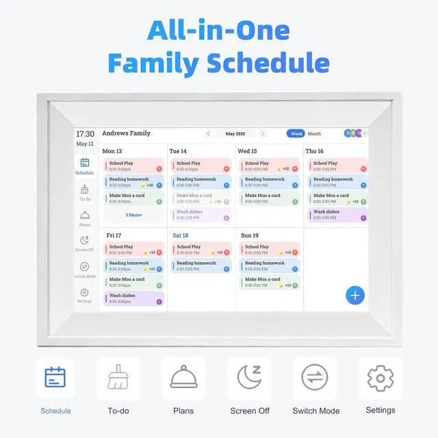 Alt view image 2 of 6 - 10.1" Smart Chore Chart & Visual Schedule for Kids - Digital Daily Routine Board, Neurodivergent Friendly Gamified Planner Display, App Syncs w/Google Calendar, No Subscription White (Plain Edition)