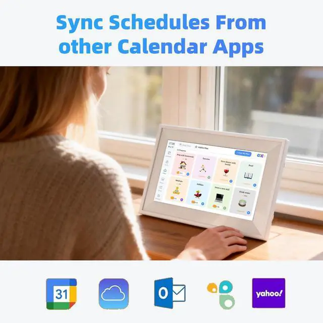 Alt view image 3 of 6 - 10.1" Smart Chore Chart & Visual Schedule for Kids - Digital Daily Routine Board, Neurodivergent Friendly Gamified Planner Display, App Syncs w/Google Calendar, No Subscription White (Plain Edition)