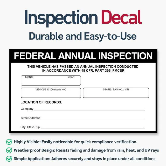 Alt view image 4 of 6 - 50 Pack 2-Ply Carbonless Record of Annual Inspection Forms with Inspection Decal, DOT Inspection Forms and Stickers, Shrink-Wrapped, 9.5" x 11", Meets 49 CFR 396.21 & 396.17(c)(2) - Made in The USA