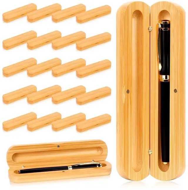 Main image of 24 PCS Single Wooden Pen Case with Magnetic Pen Boxes Gift Empty Pen Display Case Wood Pens Presentation Box with Lid Ink Pens Holder for Men Women Office (No Pens)