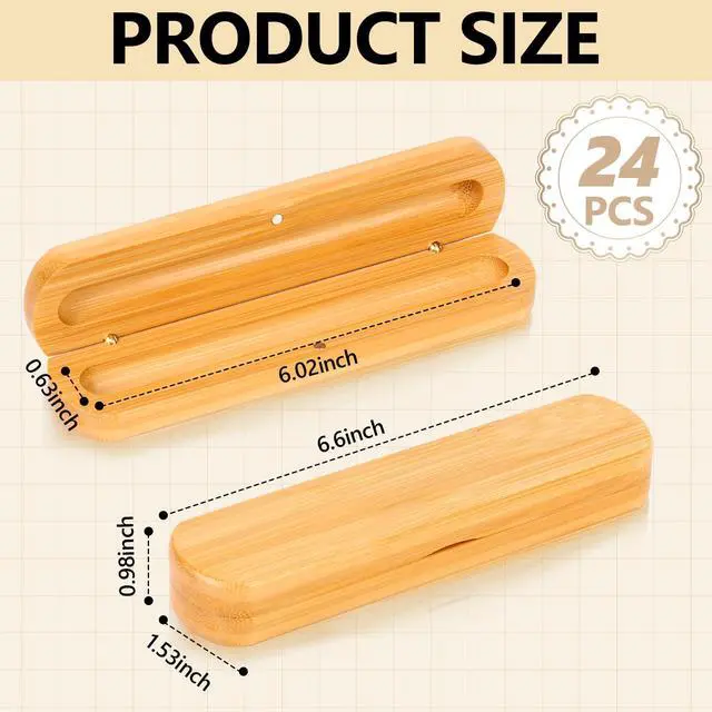 Alt view image 2 of 6 - 24 PCS Single Wooden Pen Case with Magnetic Pen Boxes Gift Empty Pen Display Case Wood Pens Presentation Box with Lid Ink Pens Holder for Men Women Office (No Pens)