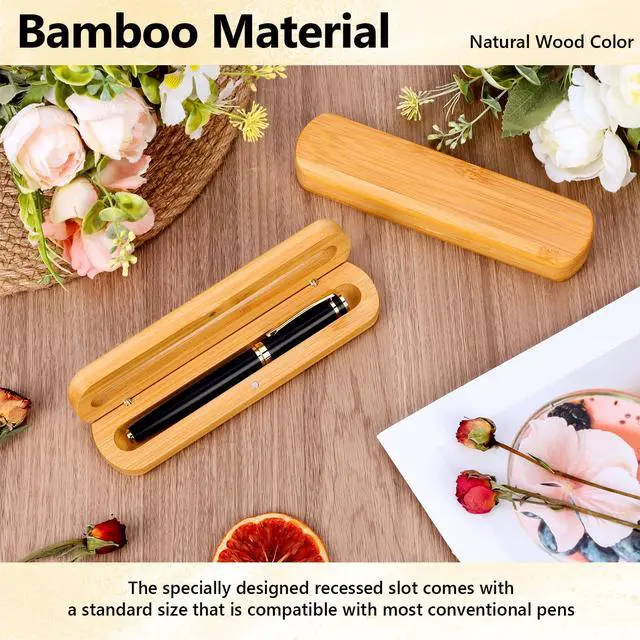 Alt view image 4 of 6 - 24 PCS Single Wooden Pen Case with Magnetic Pen Boxes Gift Empty Pen Display Case Wood Pens Presentation Box with Lid Ink Pens Holder for Men Women Office (No Pens)