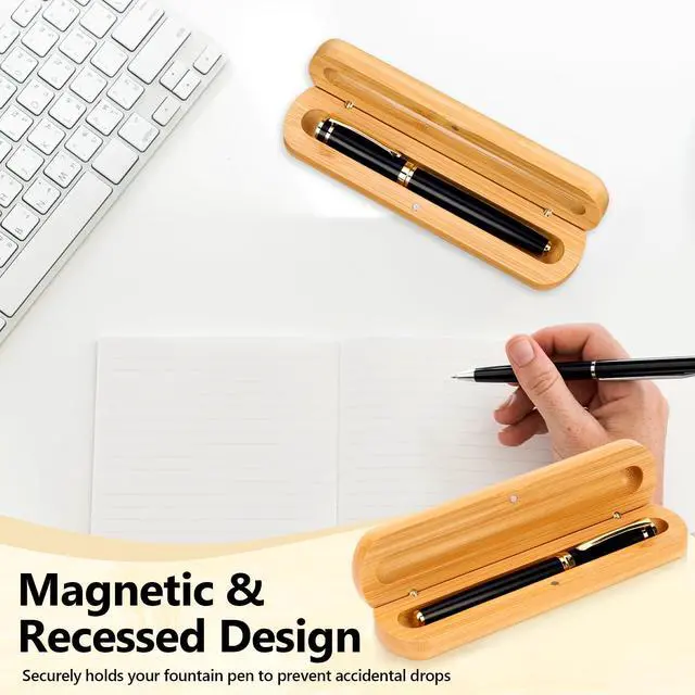 Alt view image 6 of 6 - 24 PCS Single Wooden Pen Case with Magnetic Pen Boxes Gift Empty Pen Display Case Wood Pens Presentation Box with Lid Ink Pens Holder for Men Women Office (No Pens)