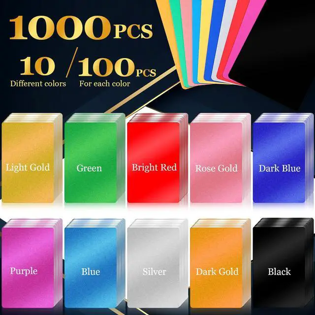 Alt view image 2 of 6 - 1000 Pcs Metal Business Card Blanks Bulk Aluminum Sheet Business Card 3.38 x 2.12" for Customize Office Name Laser Engraving CNC Graduation Gift(Colorful)