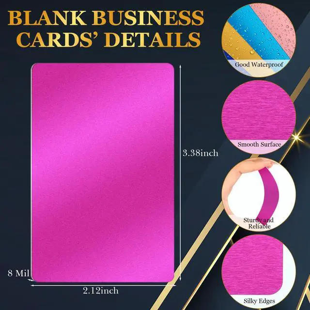 Alt view image 3 of 6 - 1000 Pcs Metal Business Card Blanks Bulk Aluminum Sheet Business Card 3.38 x 2.12" for Customize Office Name Laser Engraving CNC Graduation Gift(Colorful)