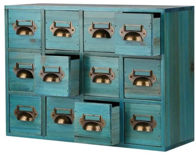 Main image of Apothecary Drawers Apothecary Cabinet with Drawers Card Catalog Cabinet Wooden Card Catalog Wooden Storage Box for Desktop Organizer (Blue12)