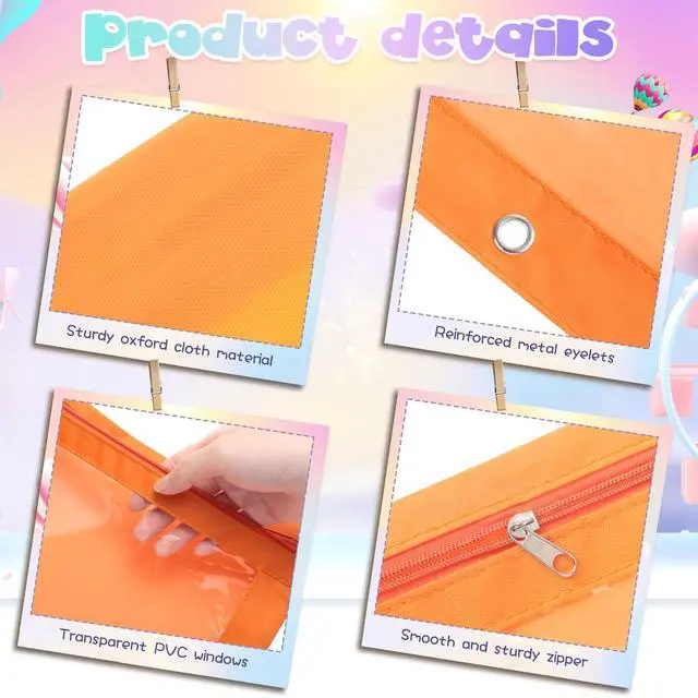 Alt view image 3 of 6 - 64 Pack Pencil Pouch Bulk for 3 Ring Binder, Pencil Case with Zipper and Clear Window 8 Assorted Color Storage Bag for Office, Back to School Classroom Supplies